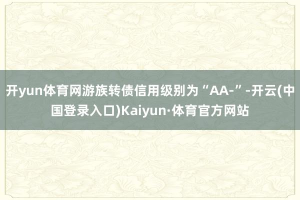 开yun体育网游族转债信用级别为“AA-”-开云(中国登录入口)Kaiyun·体育官方网站